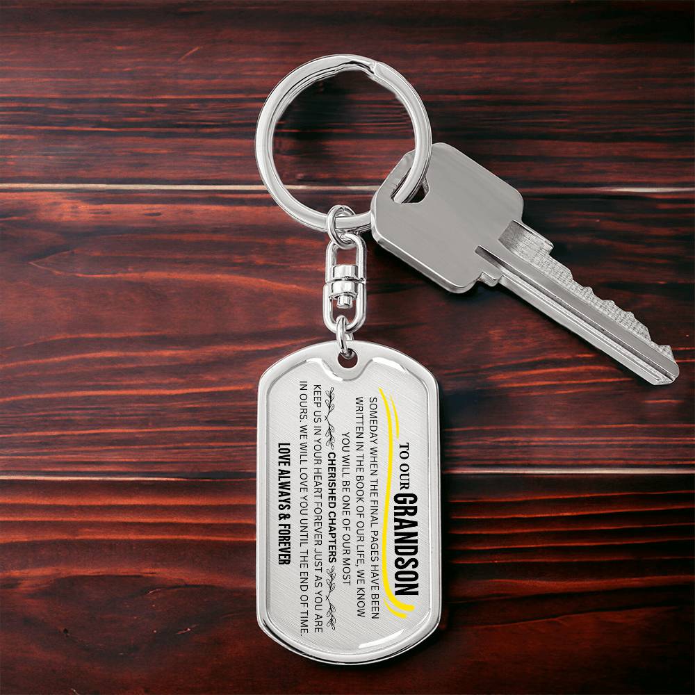 To Our Grandson Cherished Chapter Keychain