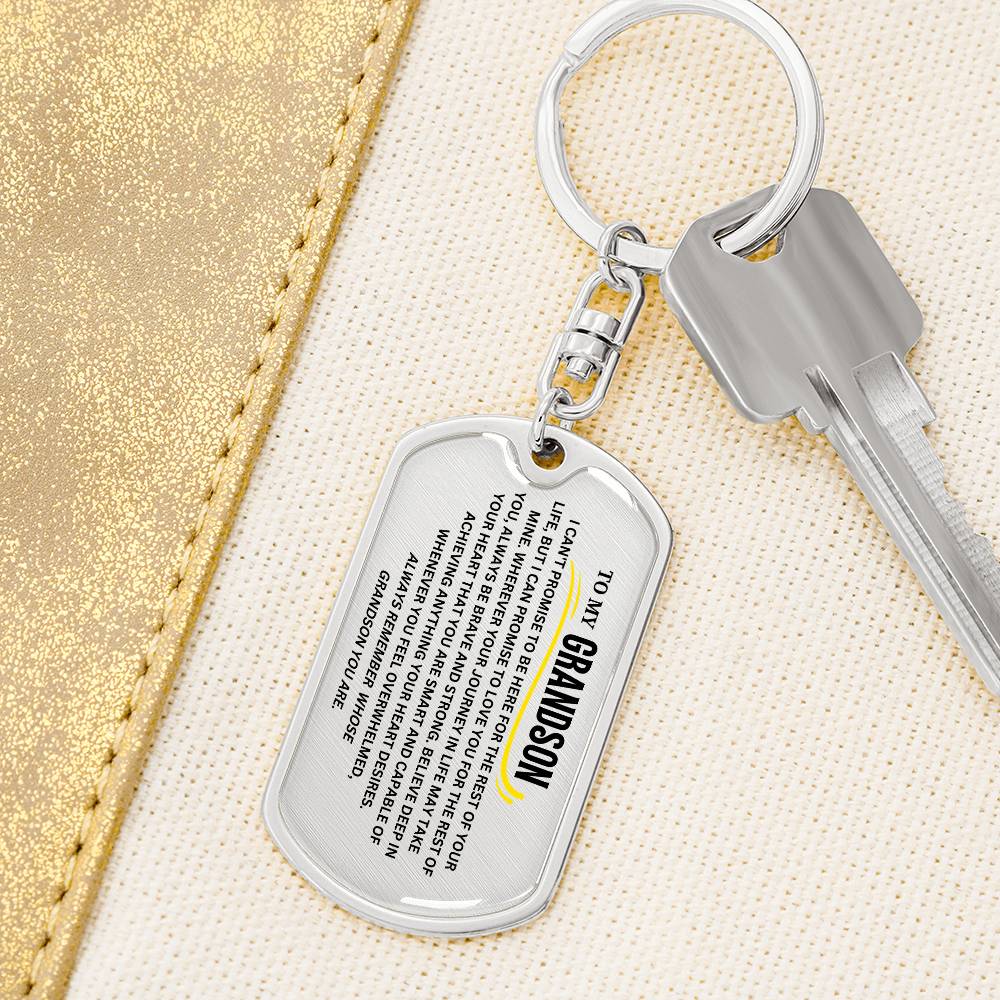 To My Grandson Keychain, Gift For Grandson from Grandma Grandpa, Dog Tag Keychain for Birthday Graduation Holiday Christmas, Special 1