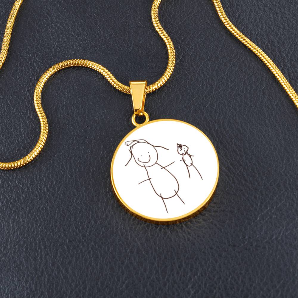 Stick Figure Circle Pendant Necklace