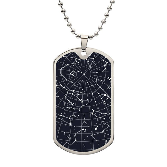 Celestial Night Sky Dog Tag Necklace Maple Valley