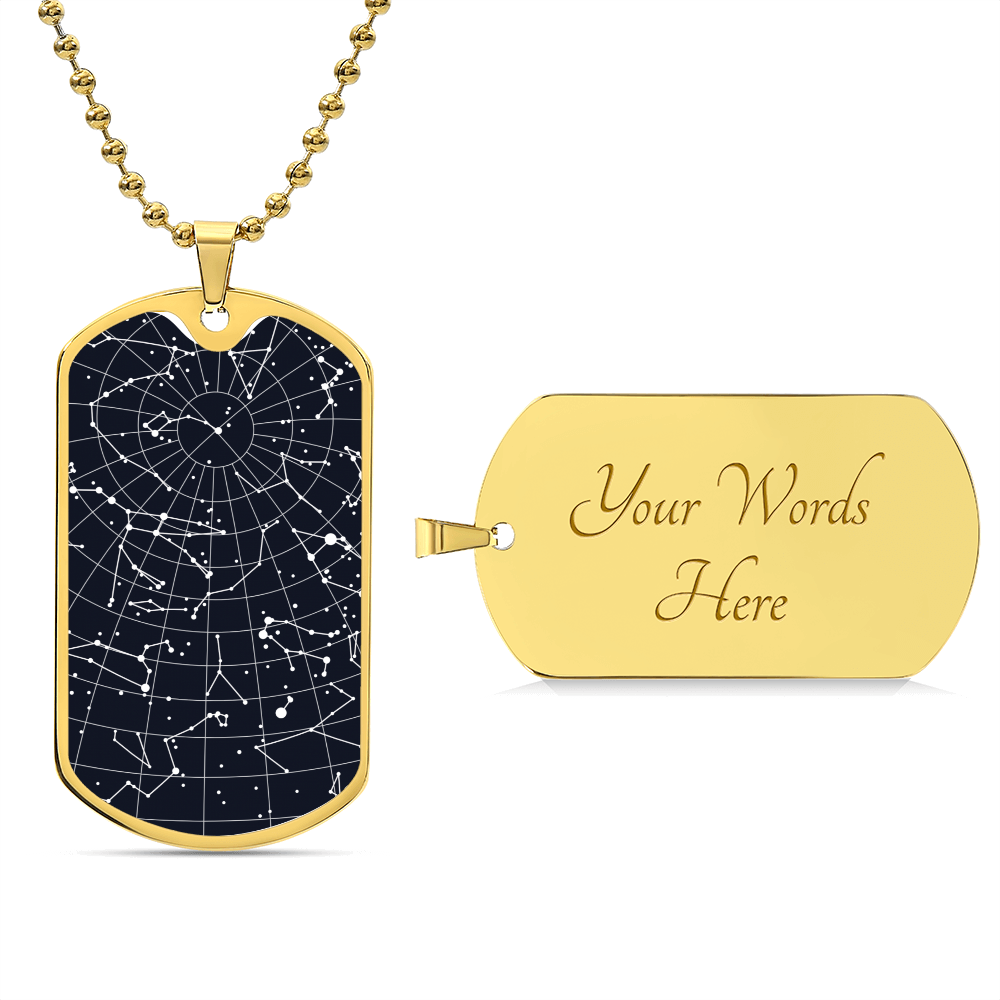 Celestial Night Sky Dog Tag Necklace Maple Valley