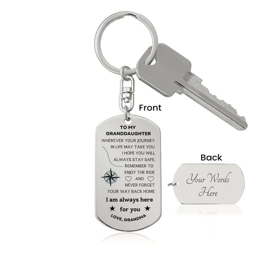 To My Granddaughter Compass Keychain From Grandma