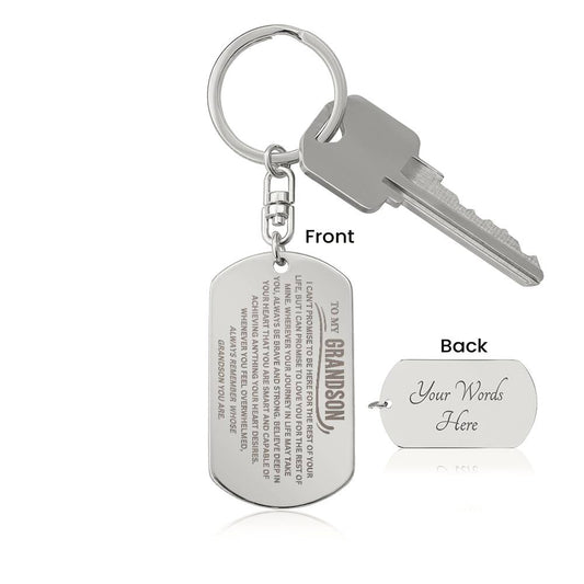 To My Grandson Keychain, Gift For Grandson from Grandma Grandpa, Dog Tag Keychain for Birthday Graduation Holiday Christmas, Special Gift Engraved
