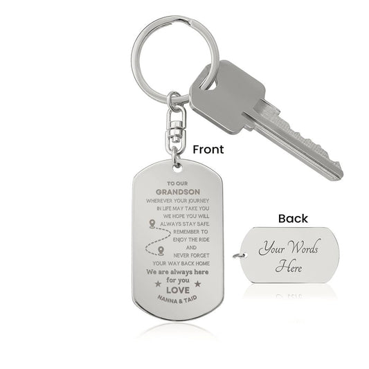 To our Grandson Keychain Nanna & Taid
