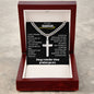 To My Grandson Engraved Cross Necklace - Black Background
