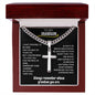 To My Grandson Engraved Cross Necklace - Black Background