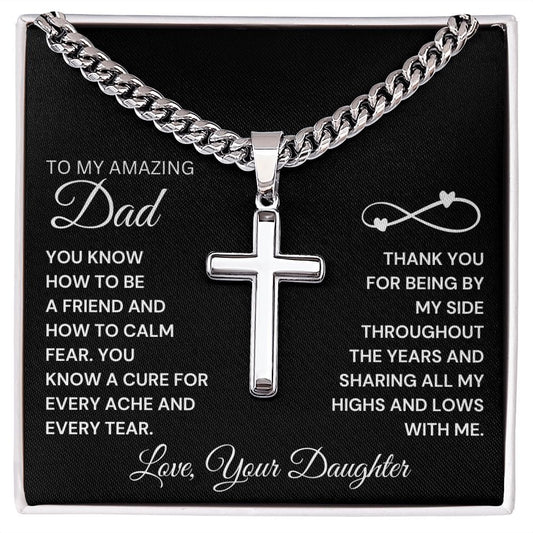 To My Man | Cuban Chain Cross Necklace w/o Engraving