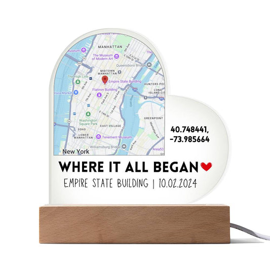 Custom Map Heart Acrylic