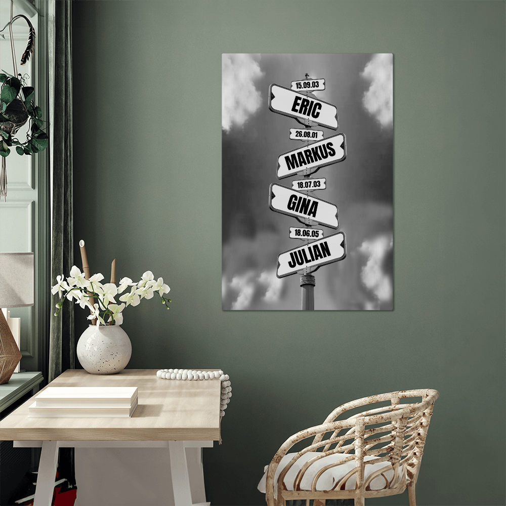 Custom Family Name Sign Metal Art Print