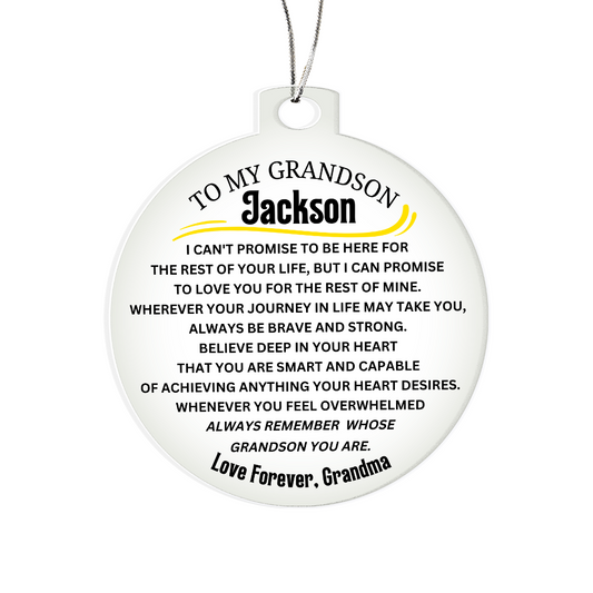 To My Grandson Custom Acrylic Circle Ornament