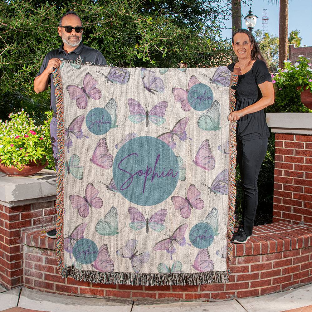 Custom Name Blanket Butterfly Style
