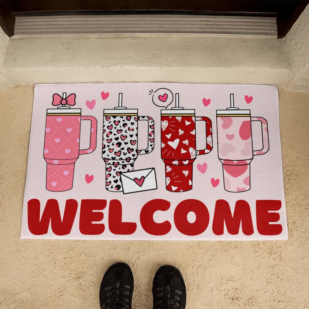 Valentine's Tumbler Welcome Mat