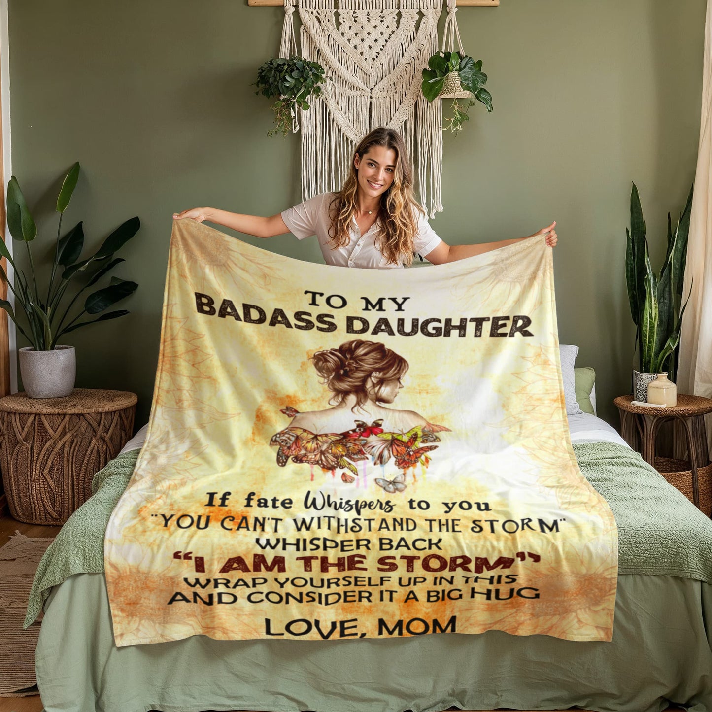 To My Badass Daughter Coral Fleece Blanket 3:4