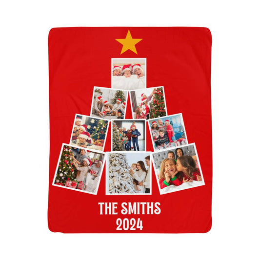 Custom Photo Family Christmas Tree Blanket