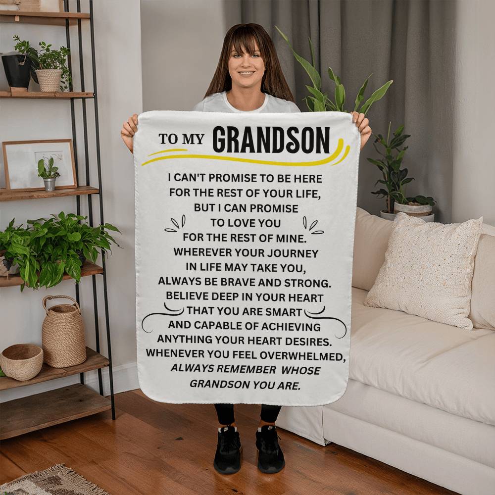 To My Grandson Sherpa Fleece Blanket