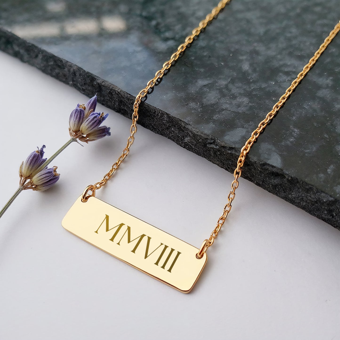 Horizontal Necklace Roman Numerals