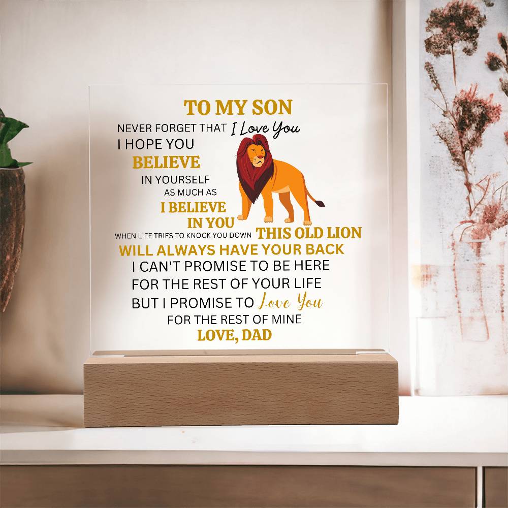 This Old Lion Acrylic Plaque, Gift From Dad For Son, Newborn Birthday Graduation Gift for Him, Personalized Message Acrylic Sign From Dad