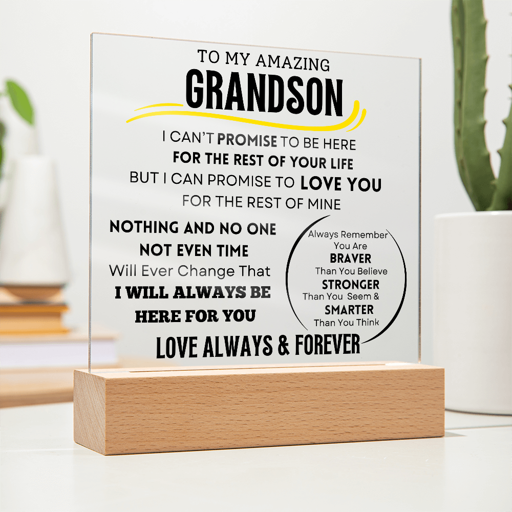 To My Grandson Acrylic LED Light Plaque