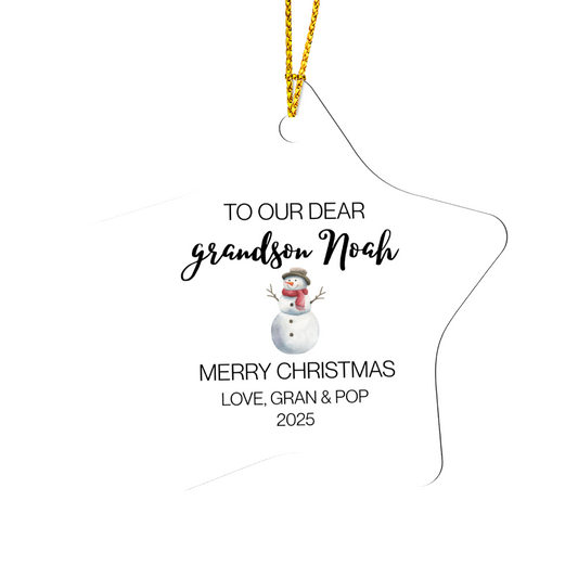 To Our Dear Grandson Star Ornament