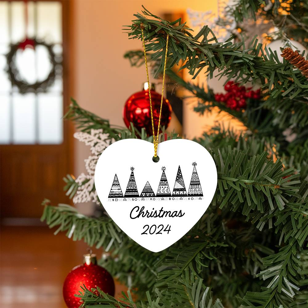 Christmas Ornament 2024 B/W Tree