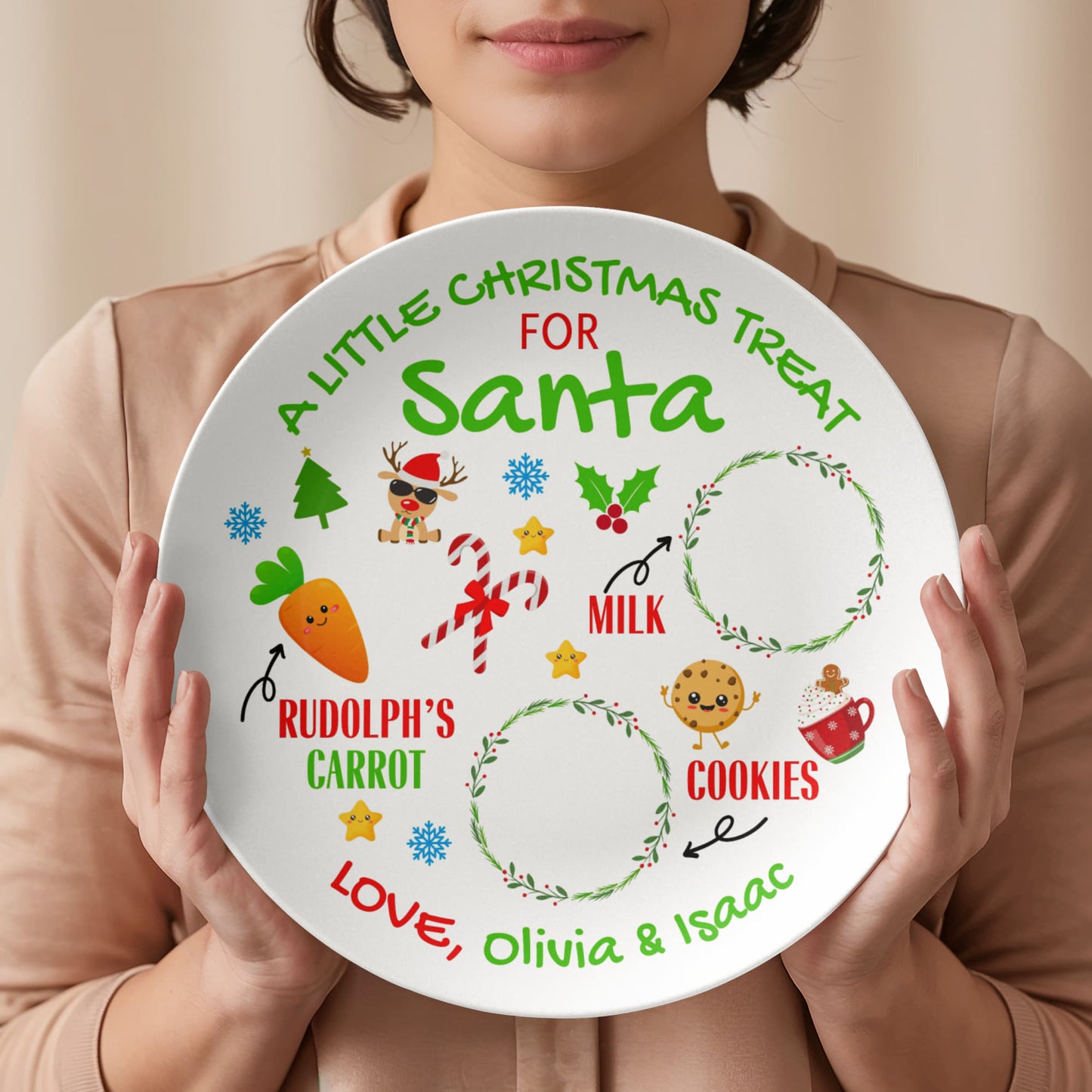 Little Kid's Plate Custom Name For Santa Cookies