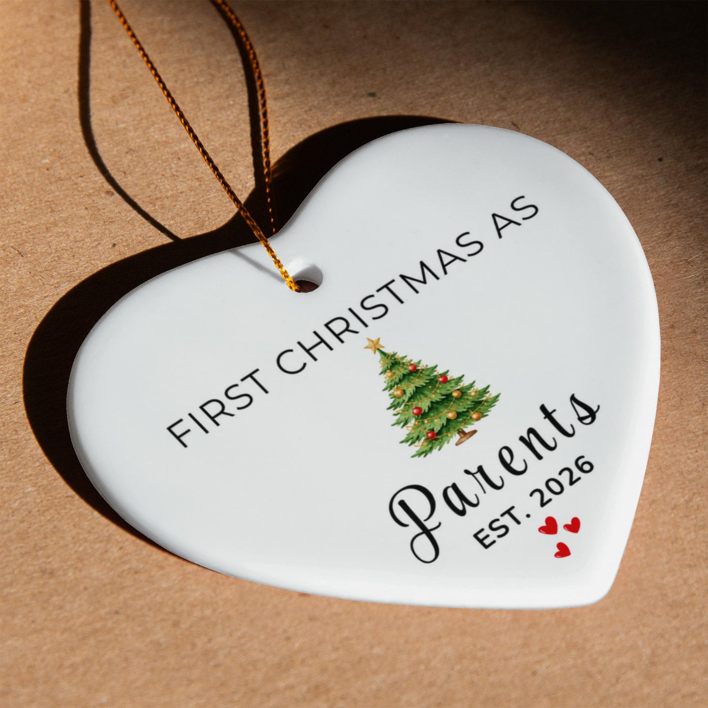 First Christmas as Parents Heart Ornament