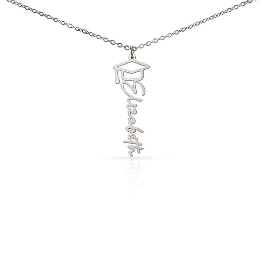 Engraved Name Necklace Graduation Cap