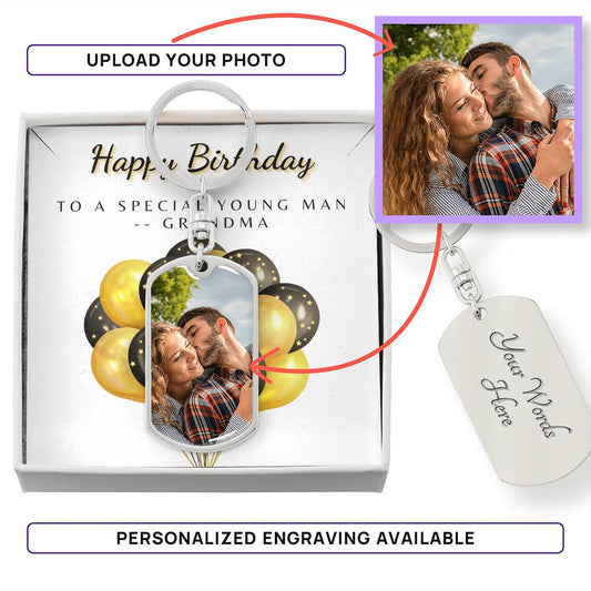 To My Grandson Keychain Custom Message Card