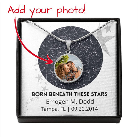 Born Beneath These Stars Circle Pendant Necklace Emogen