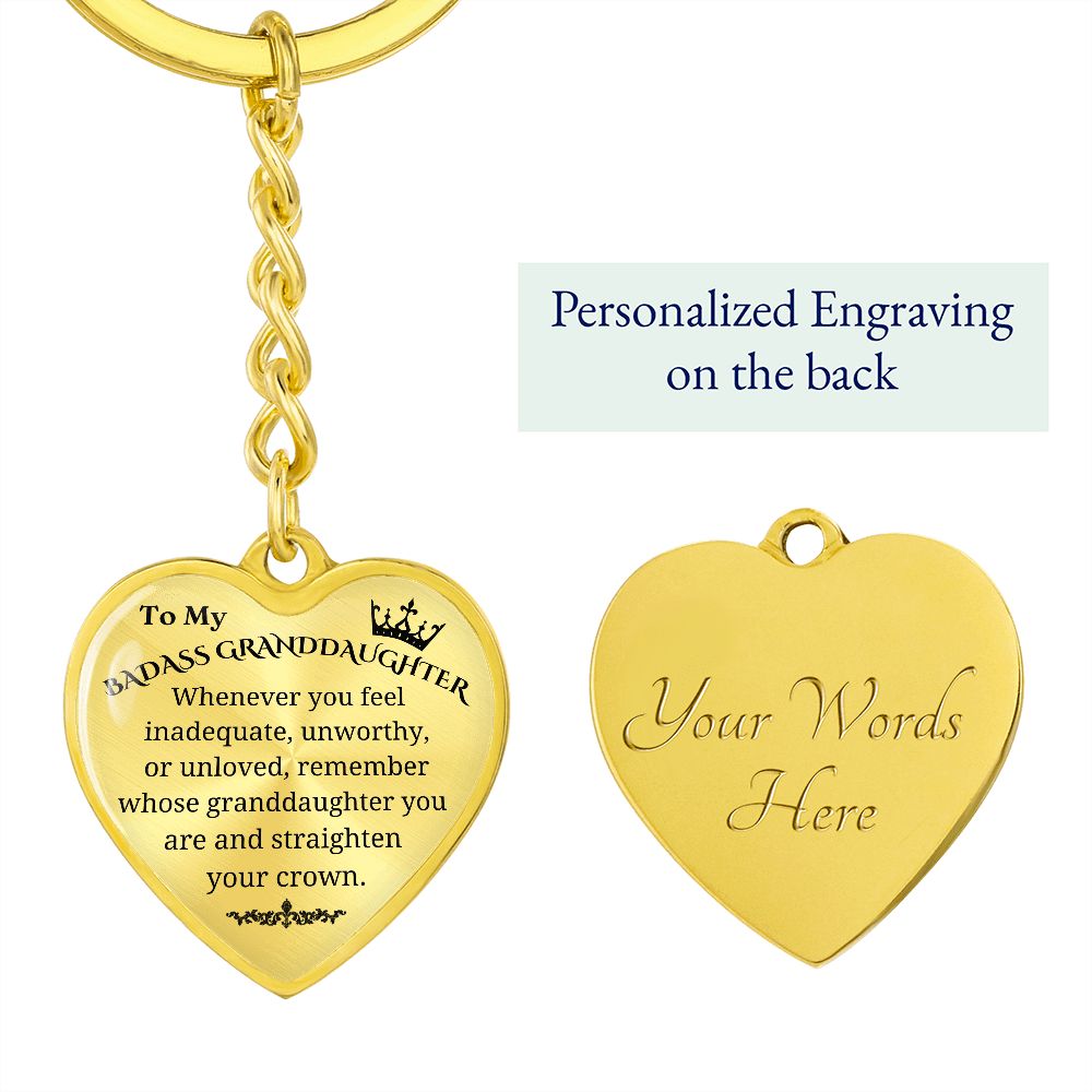 To My Badass Granddaughter Heart Keychain