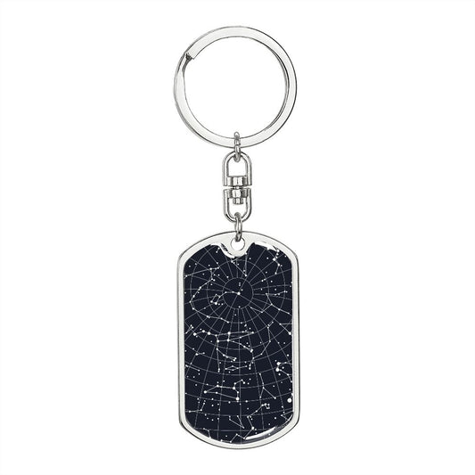 Celestial Night Sky Dog Tag Keychain Holtsville