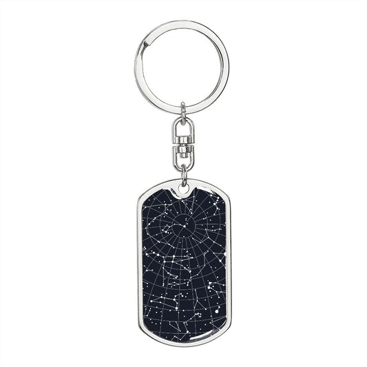 Celestial Night Sky Keychain Chicago Engraved