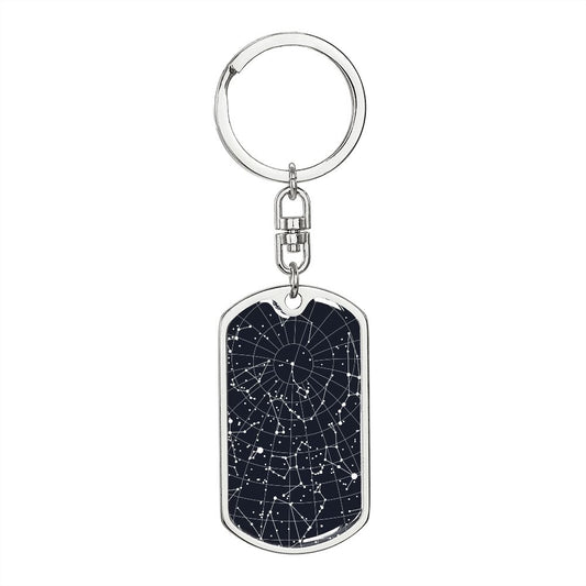 Celestial Night Sky Dog Tag Keychain Sacramento