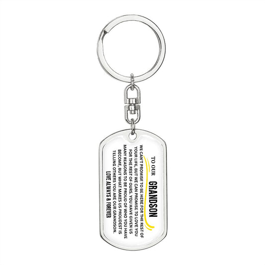To our grandson dog tag keychain love forever & always