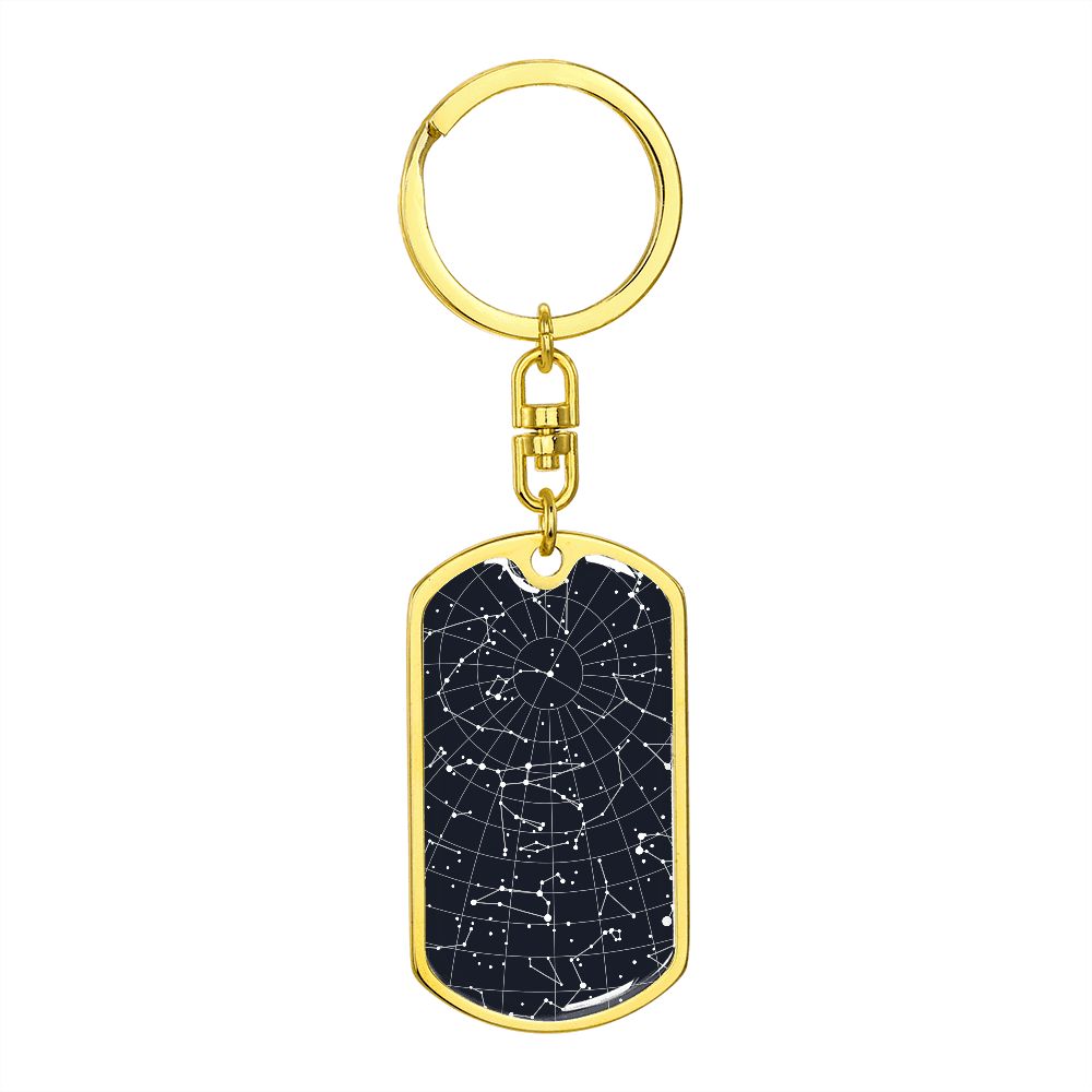 Celestial Night Sky Dog Tag Keychain Holtsville