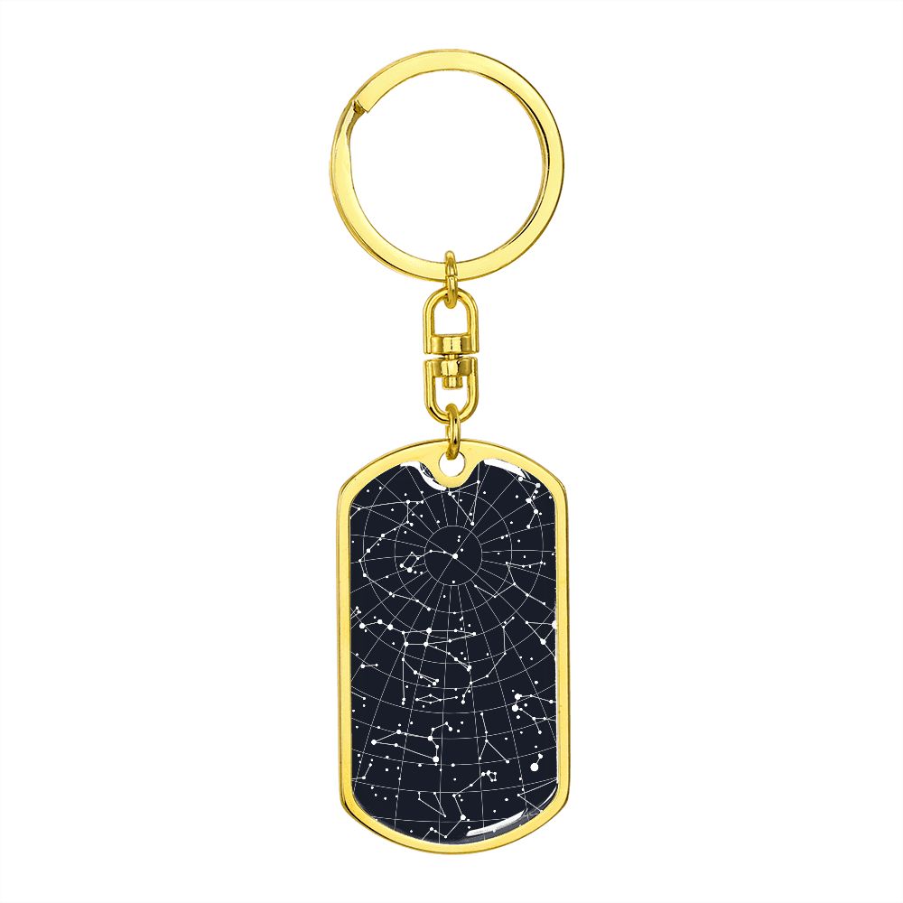 Celestial Night Sky Keychain Chicago Engraved
