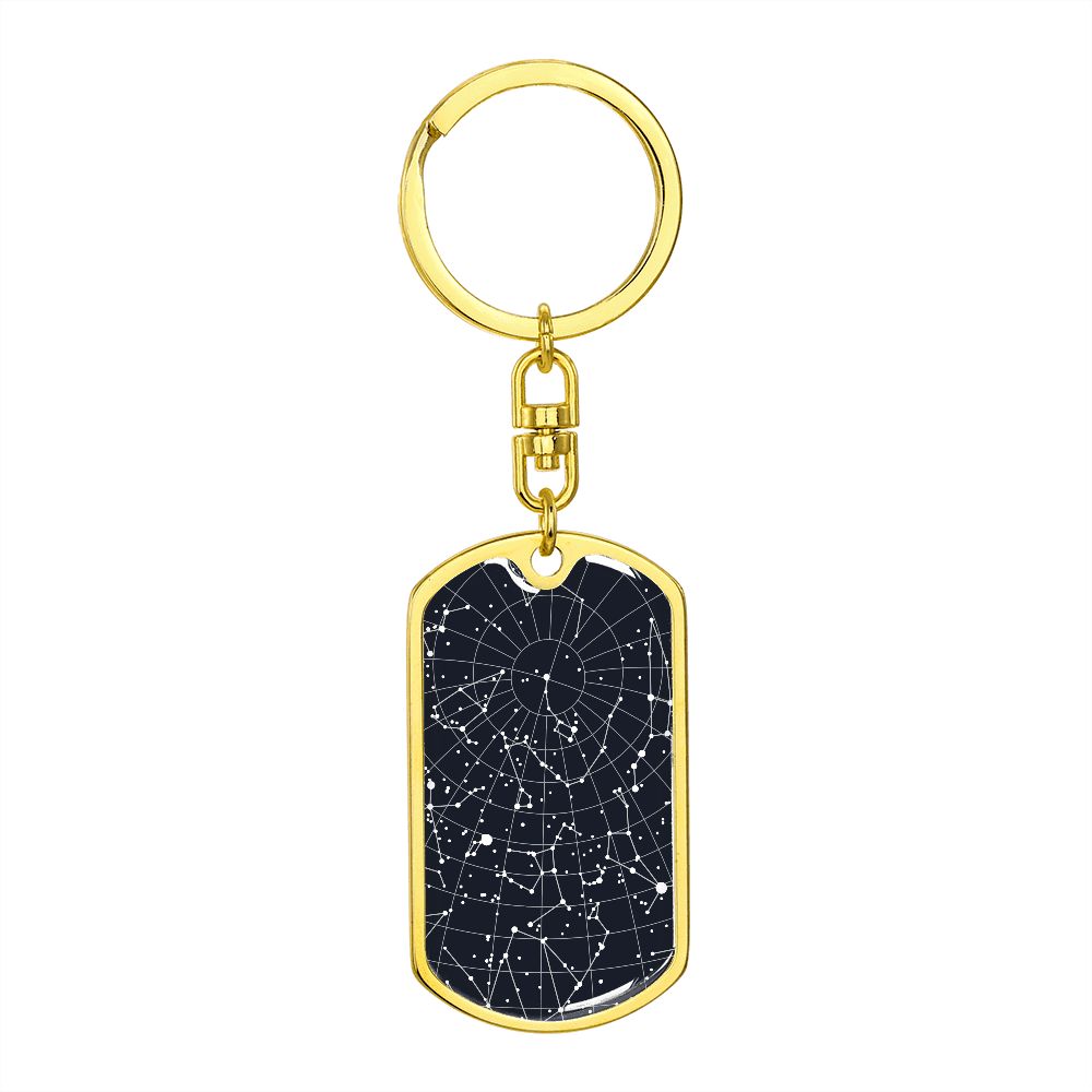 Celestial Night Sky Dog Tag Keychain Sacramento