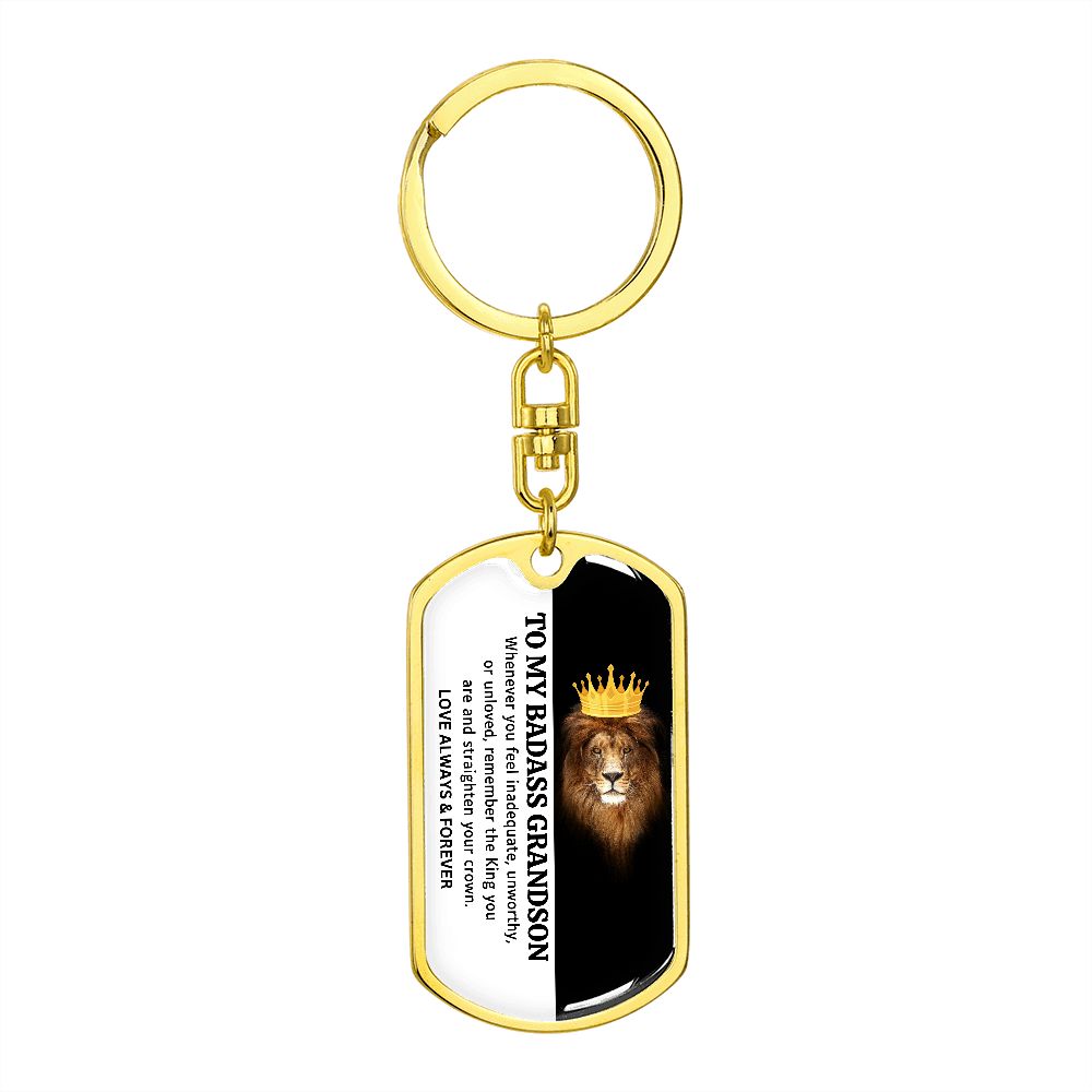 To My Badass Grandson Keychain