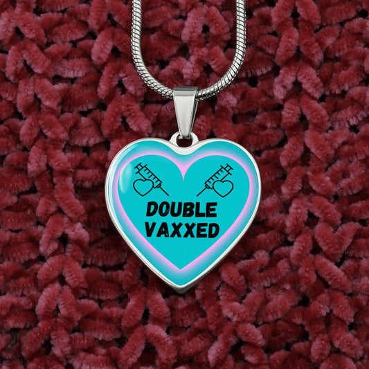 Double Vaxxed Heart Shaped Pendant, Necklace for Healthcare Worker