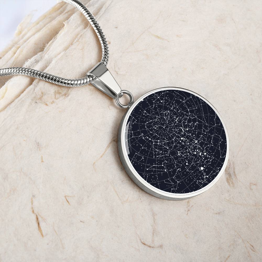 Personalized Celestial Night Sky Circle Pendant Necklace