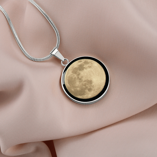 Personalized Celestial Full Moon Circle Pendant Necklace