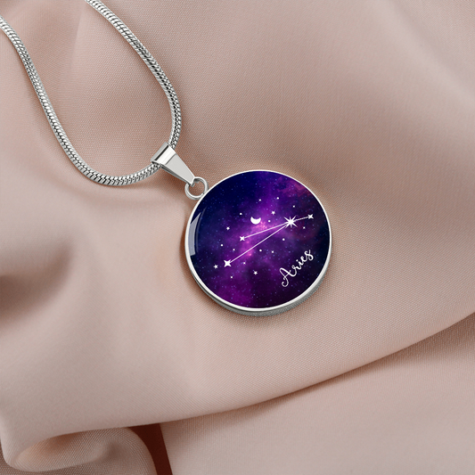 Celestial Night Sky Astrology Sign Custom Pendant Necklace Aries