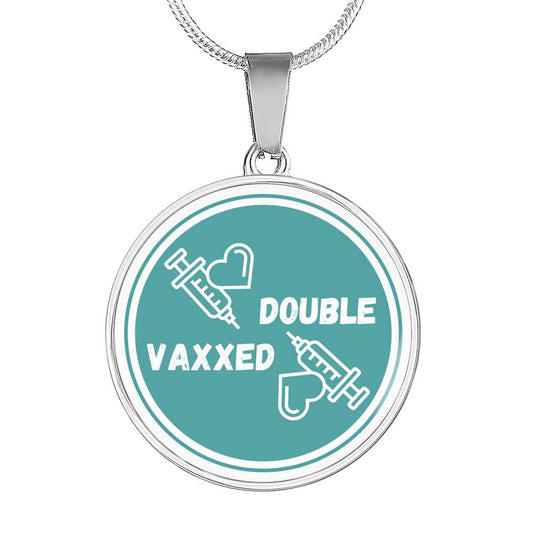 Double Vaccinated Pendant Necklace, Personalized Circle Pendant for Healthcare Worker, Vaccination Gift