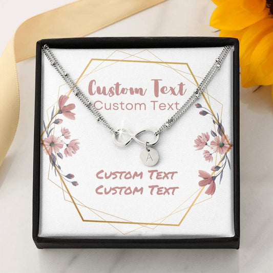 Tie the Knot Custom Text, Infinity Pendant Charm Bracelet, Wedding Thank you Gift