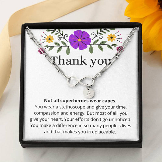 Thank you healthcare provider bracelet, nurse practitioner, NICU nurse, hand stamped infinity bracelet