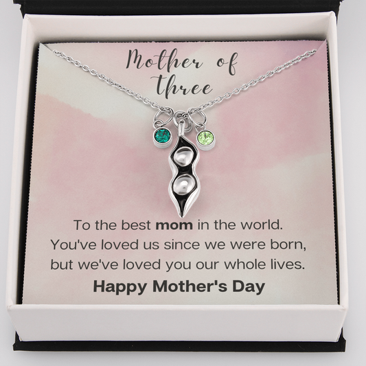 Mother of Three, Pea Pod Necklace, Mother's Day Gift