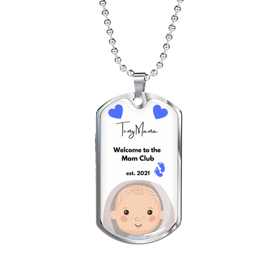 Welcome to the Mom Club Baby Boy Silver Gold Customizable Pendant Chain Necklace