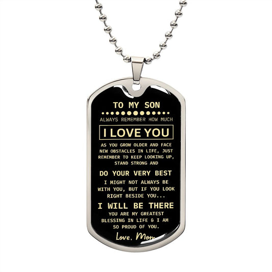 To My Son Dog Tag Chain | Love Mom