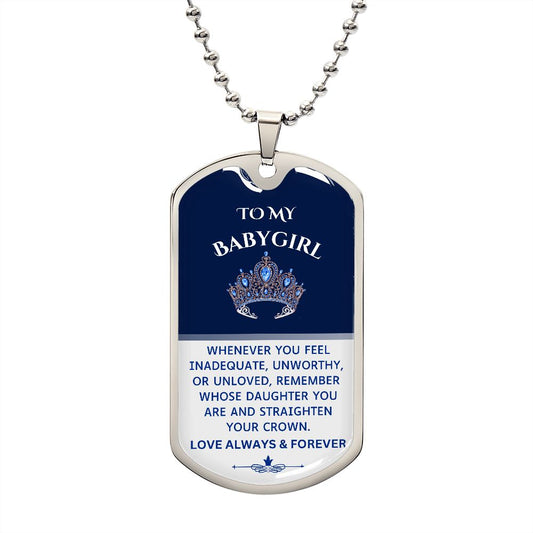 To My Babygirl Dog Tag Necklace
