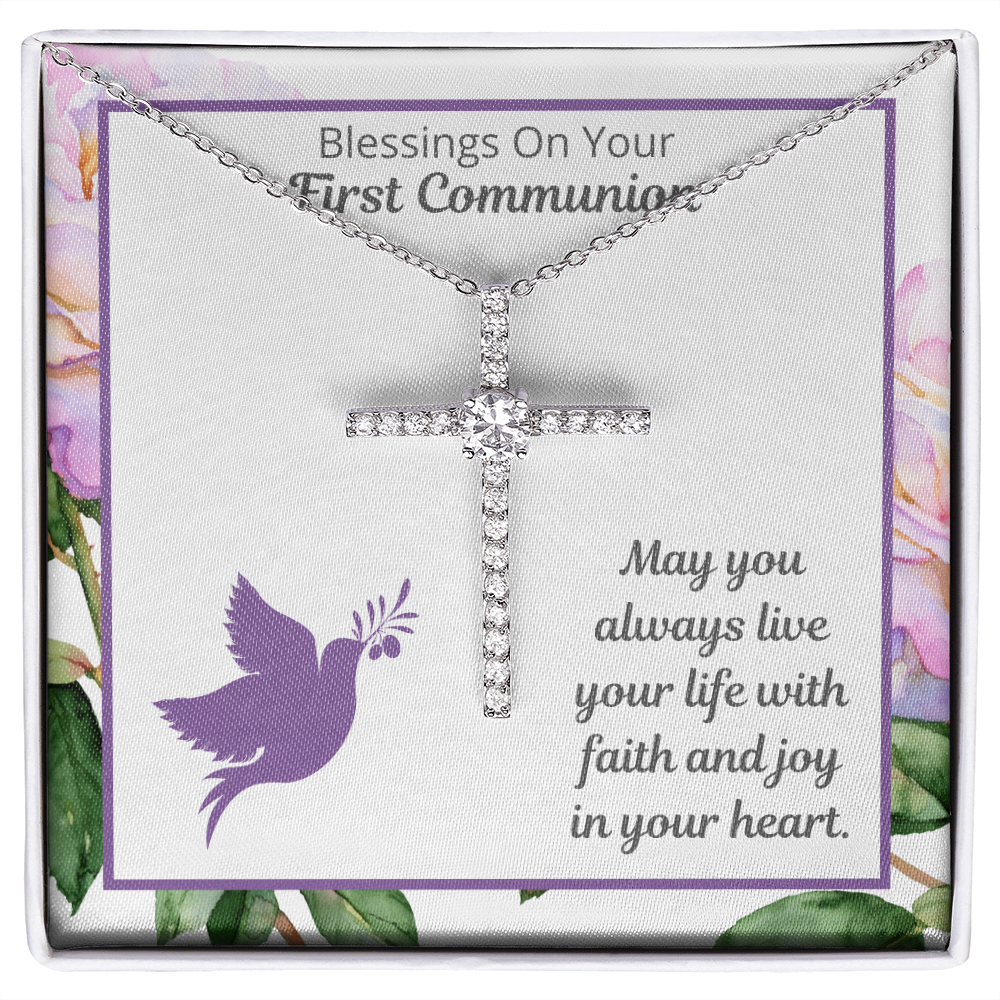 First Communion Cross for Girls. Gift Set, Religious Gift